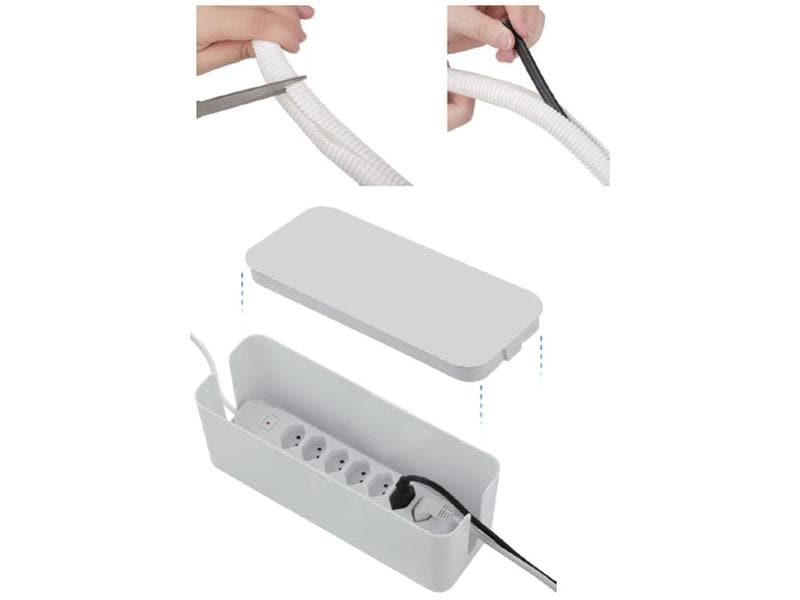 Schönenberger Kabelbox mit Steckerleiste 7x T13, Weiss Kabel-Organisationsbox-Set