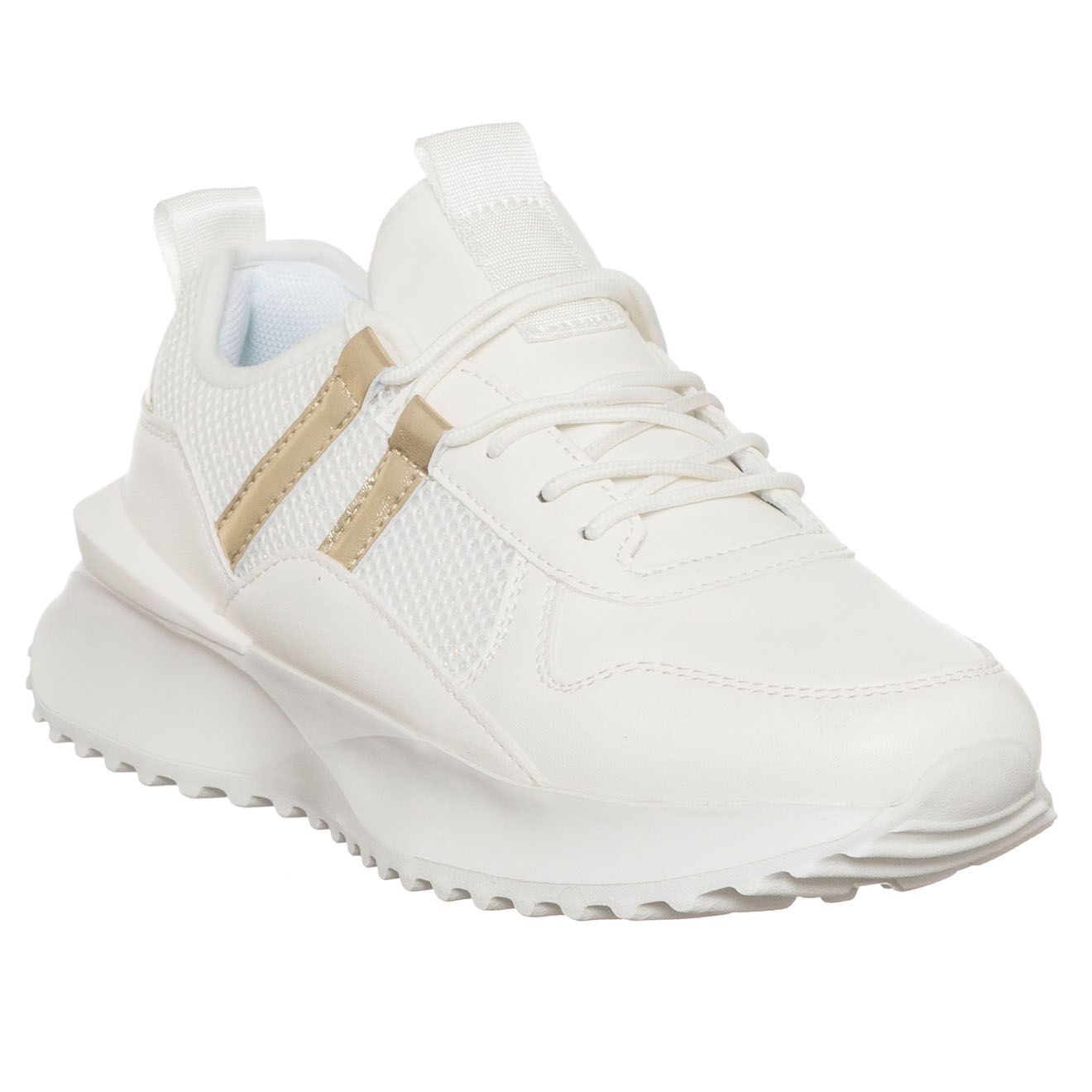 Loretta by Loretta Sneakers Tania blanc/doré - Plateforme 4 cm