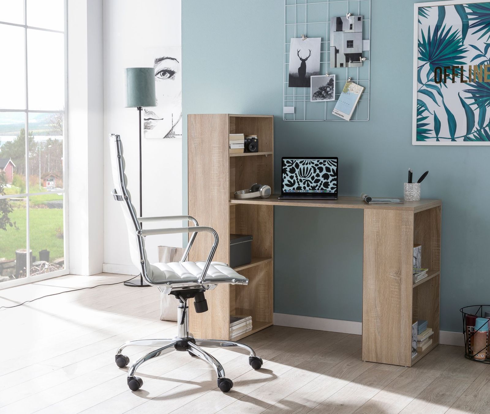 Schreibtisch - Sonoma-Eiche - Regal - 120 cm breit