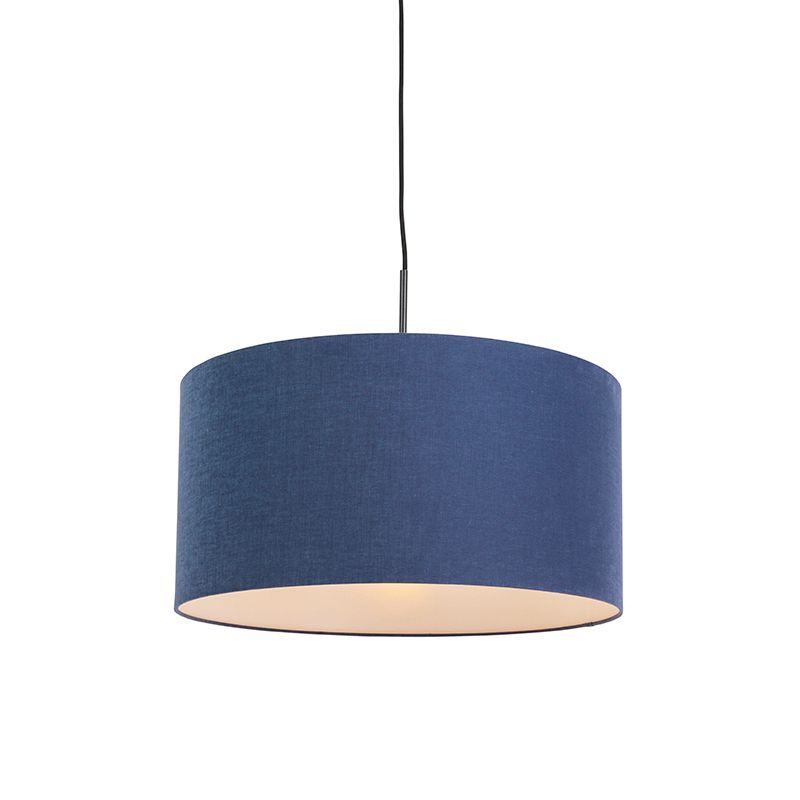 Moderne hanglamp zwart met antiek blauwe kap 50 cm - Combi 1