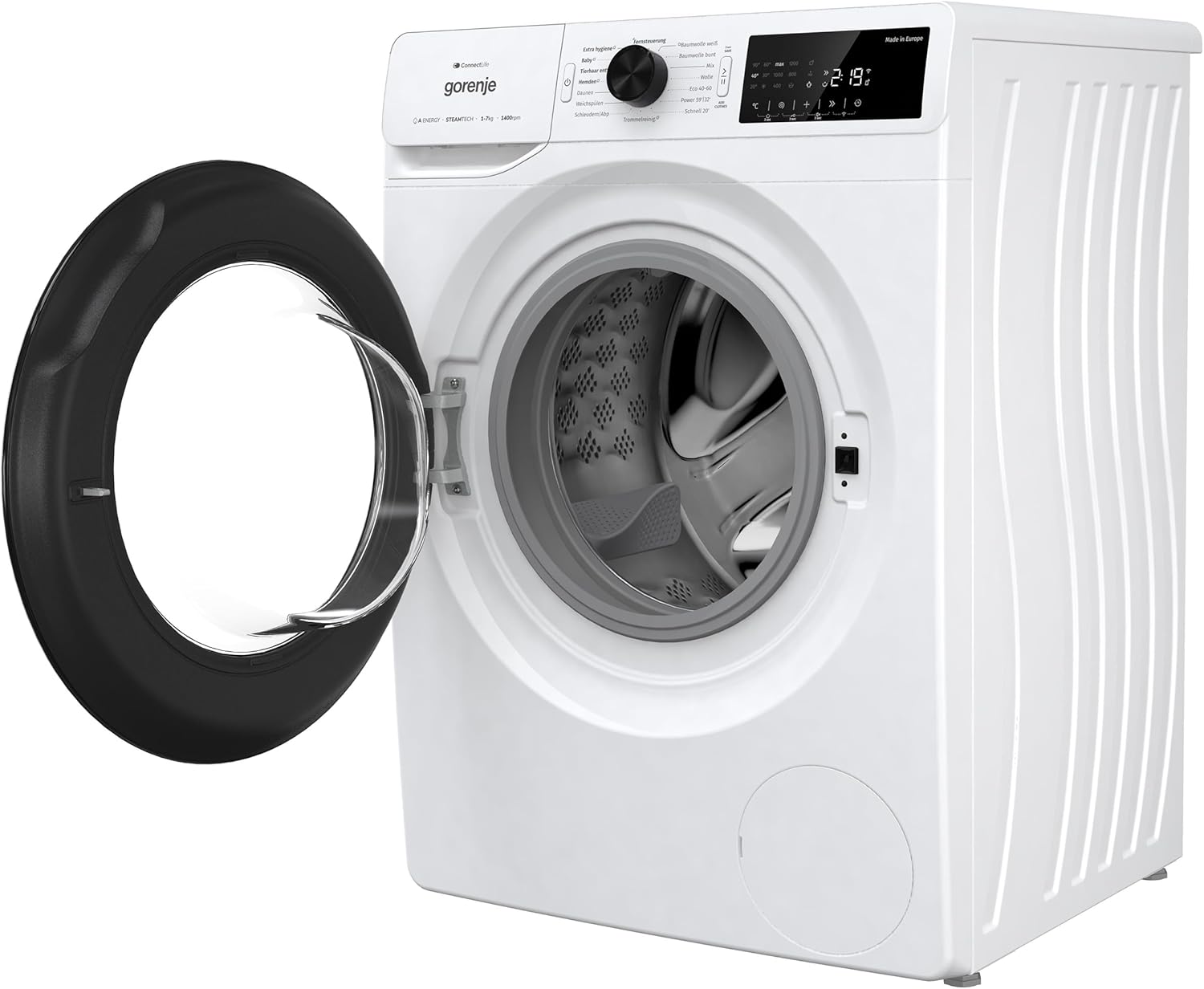 Gorenje WPAM94A1T Waschmachine mit Dampffunktion/ConnectLife / 9Kg / 1400 U/min / 15 Programme/Totaler AquaStop/Wave Active Trommel/ExtraHygiene/PowerWash/Schnell Waschgang/EEK: A-10%