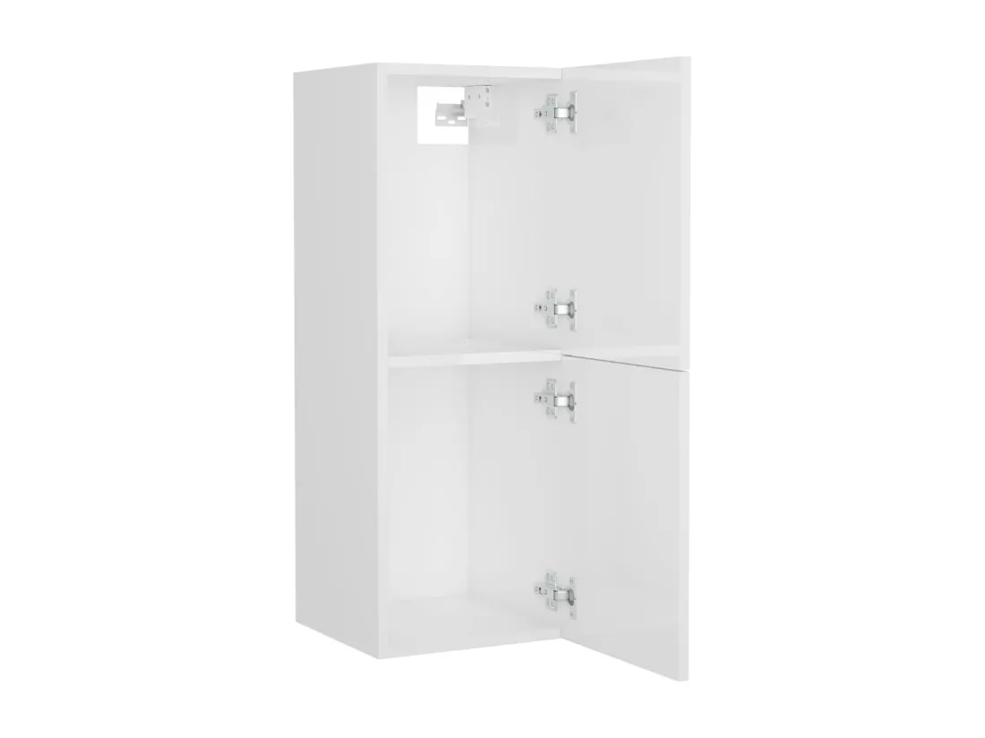 Armoire de salle de bain Blanc brillant Bois d’ingénierie