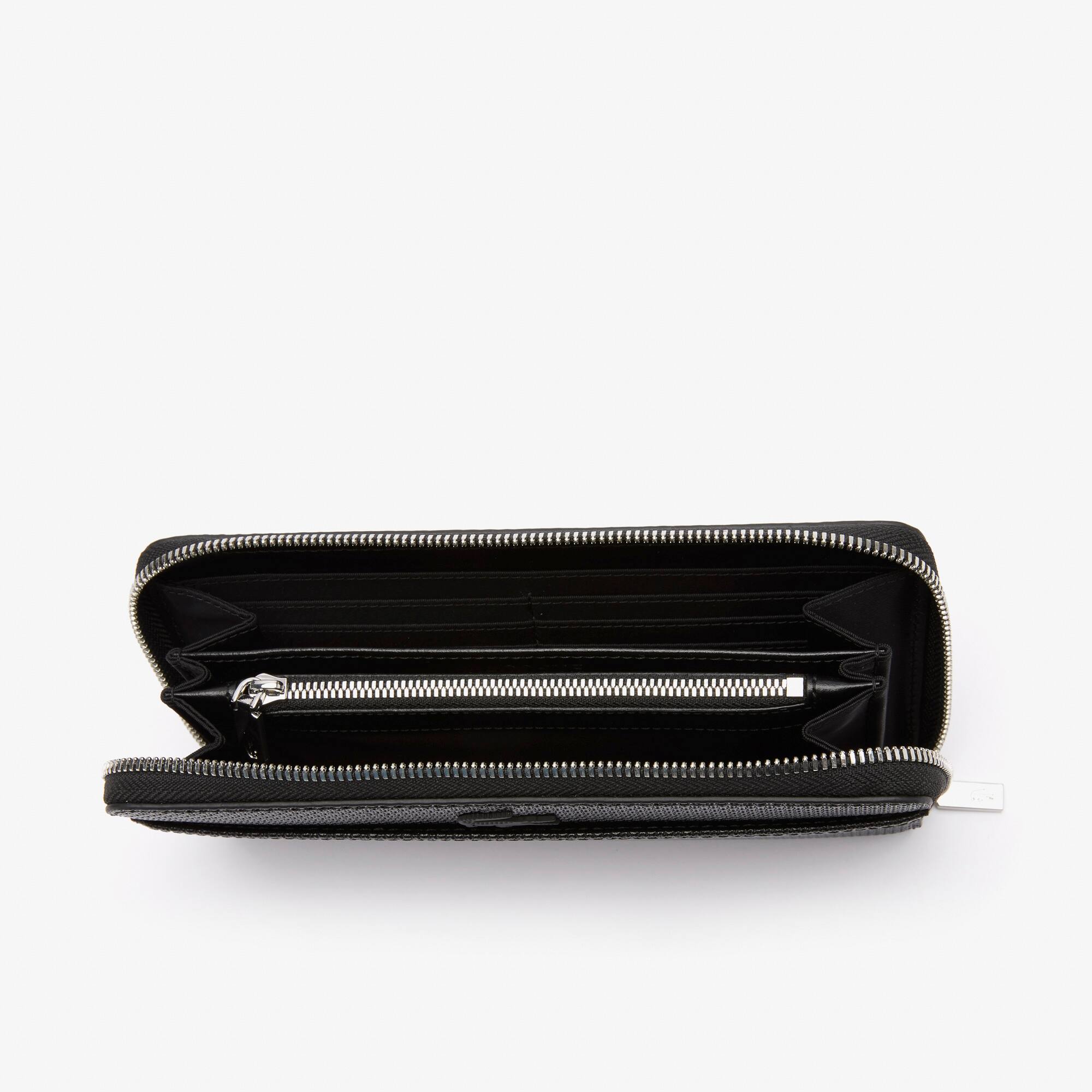 Grand portefeuille unisexe Chantaco zippé en cuir piqué Portefeuilles & Petite Maroquinerie - Noir - Lacoste - Unisex