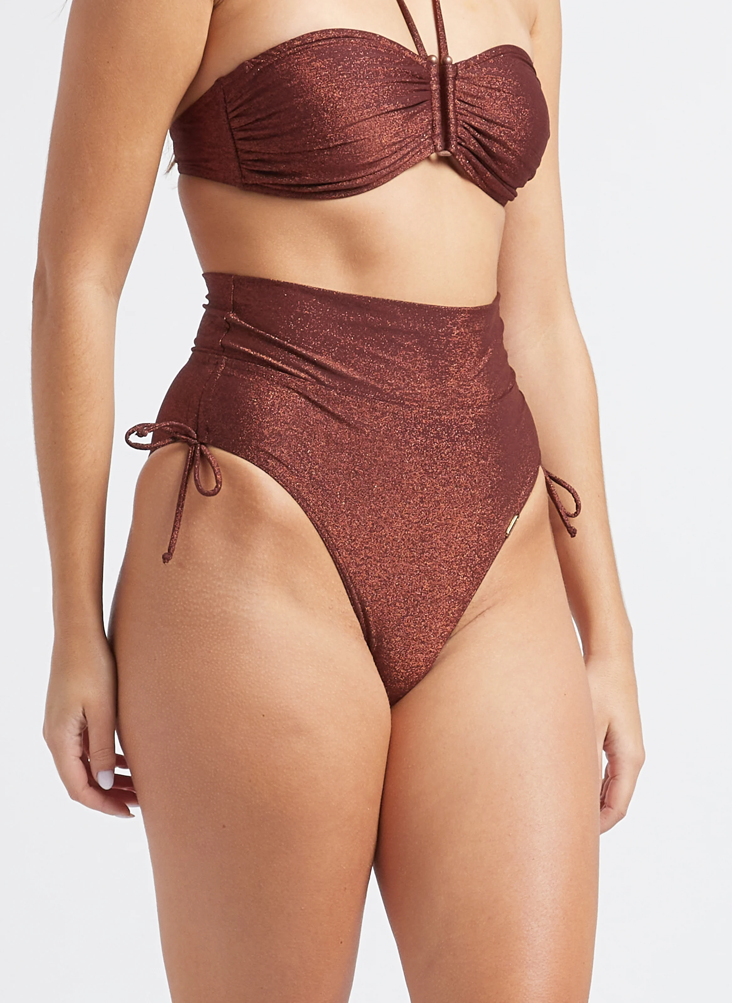 ADAMAN - Culotte de maillot de bain pailleté | Marron