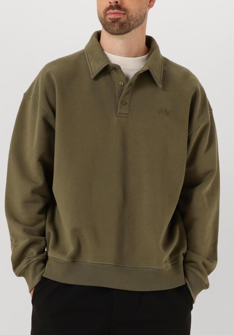 khaki olaf hussein polo signature oversized polo