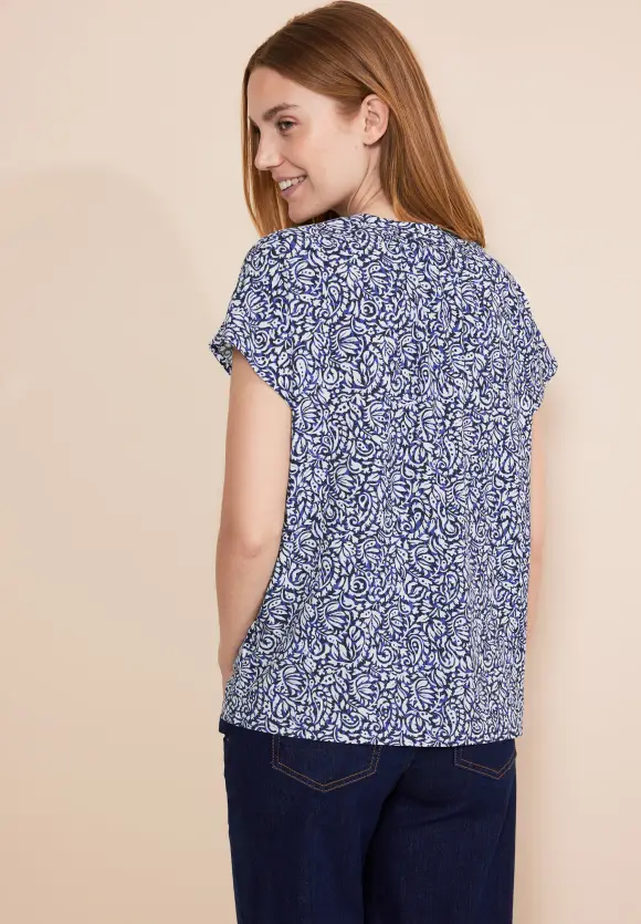 Print Blusenshirt - intense royal blue