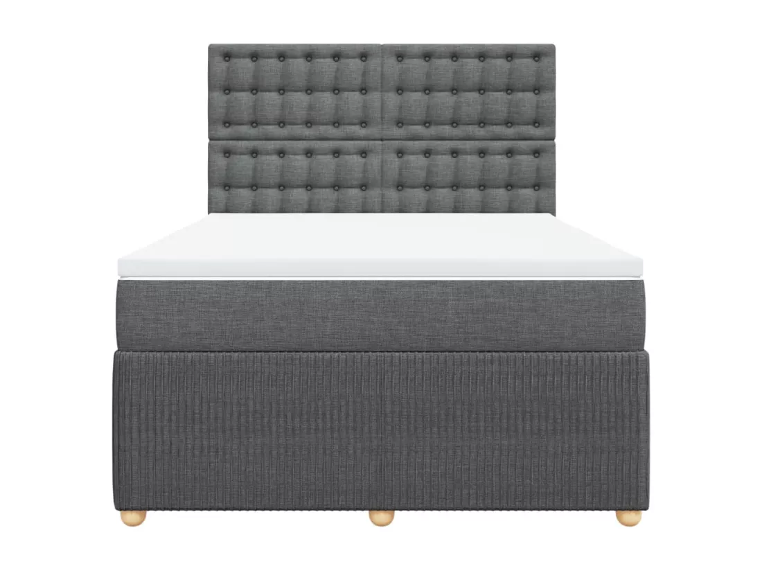Sommier à lattes de lit avec matelas Gris foncé 140x190cm Tissu
