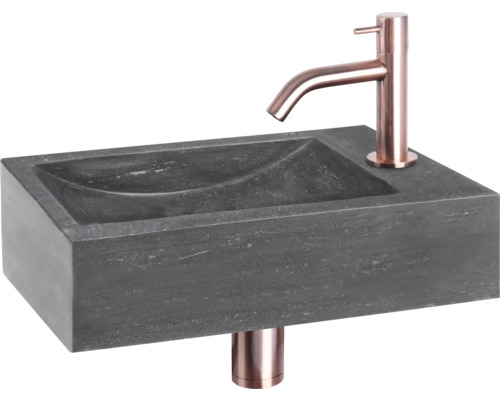 Verschil Handwastafel Hura L 40 x 22 cm Natuursteen Grijs