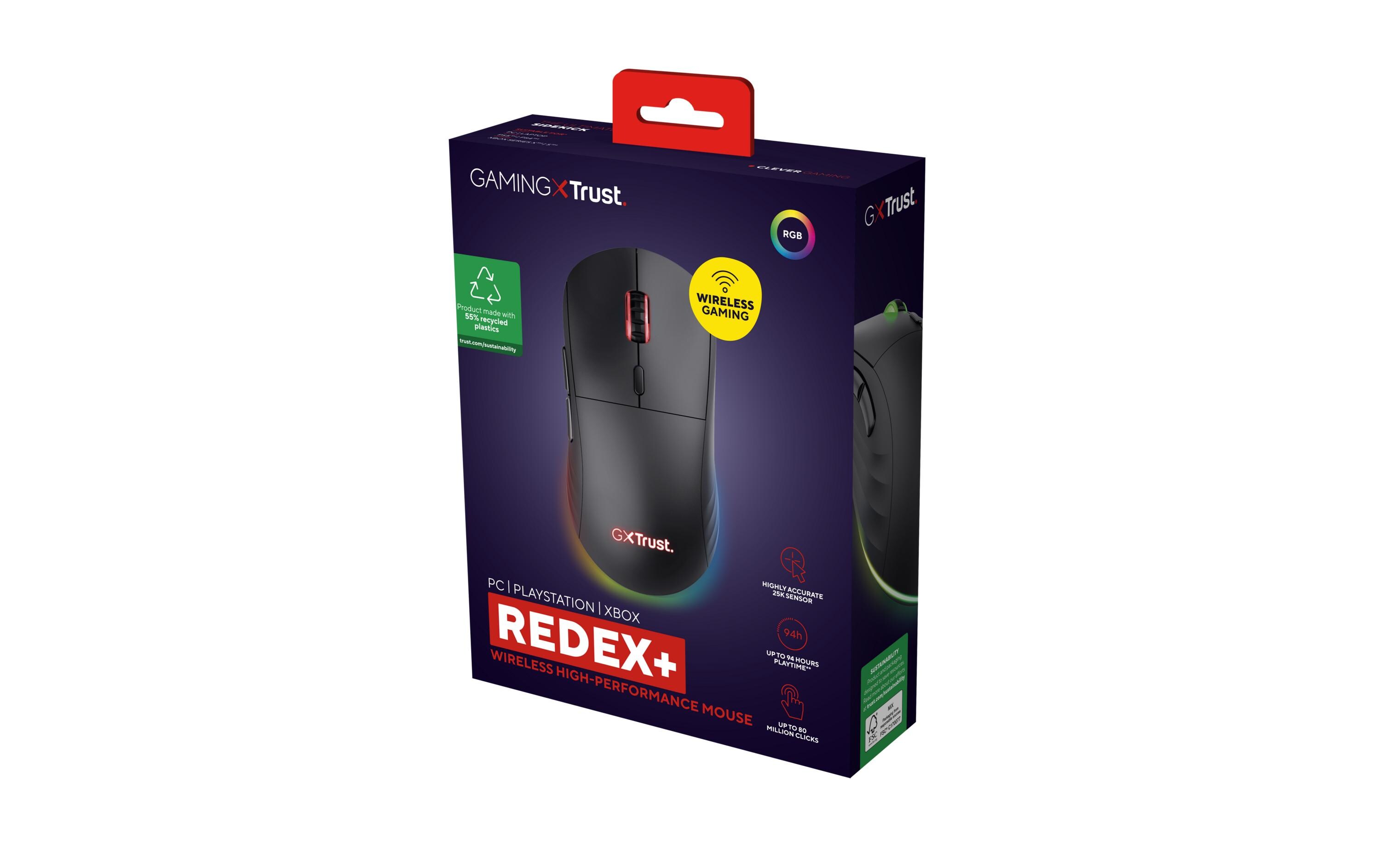 Gaming-Maus GXT 927 Redex+Leistungsstarke kabellose Gaming-Maus mit extrem niedriger Latenz und vollständig einstellbarer RGB-Beleuchtung