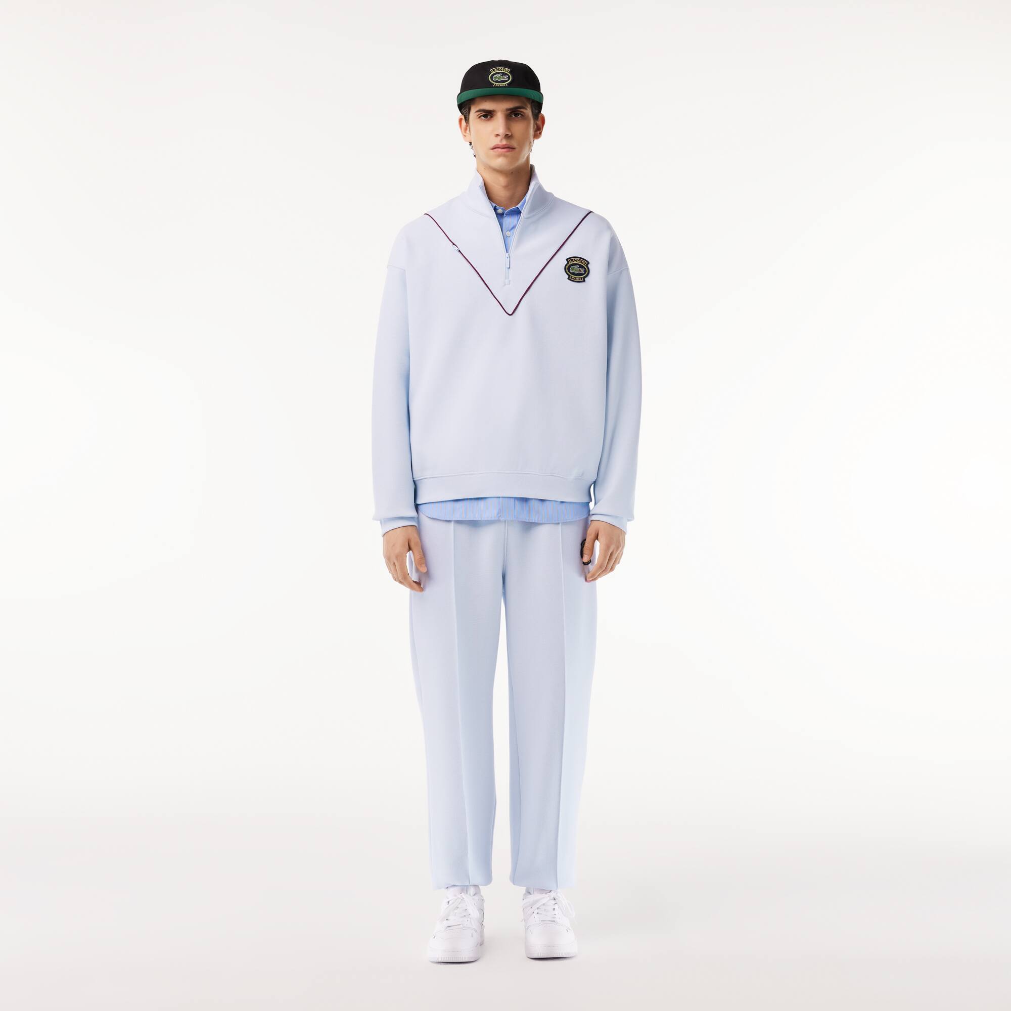 Jogging-Sweatshirt aus Piqué mit Kragen mit Reißverschluss Sweatshirts - Blau - Lacoste - Herren