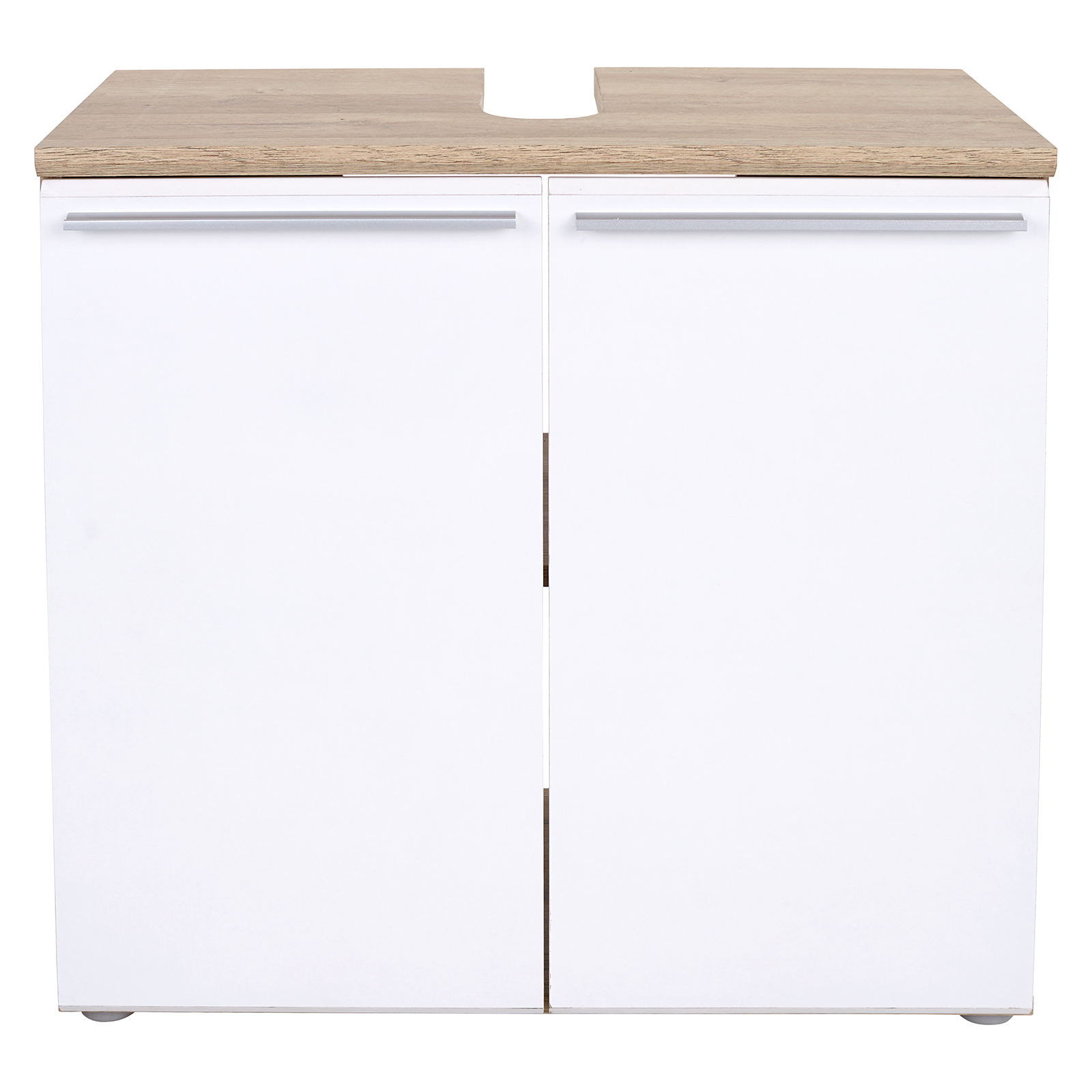 Waschbeckenunterschrank - Bianco Eiche-weiß - 69 cm breit