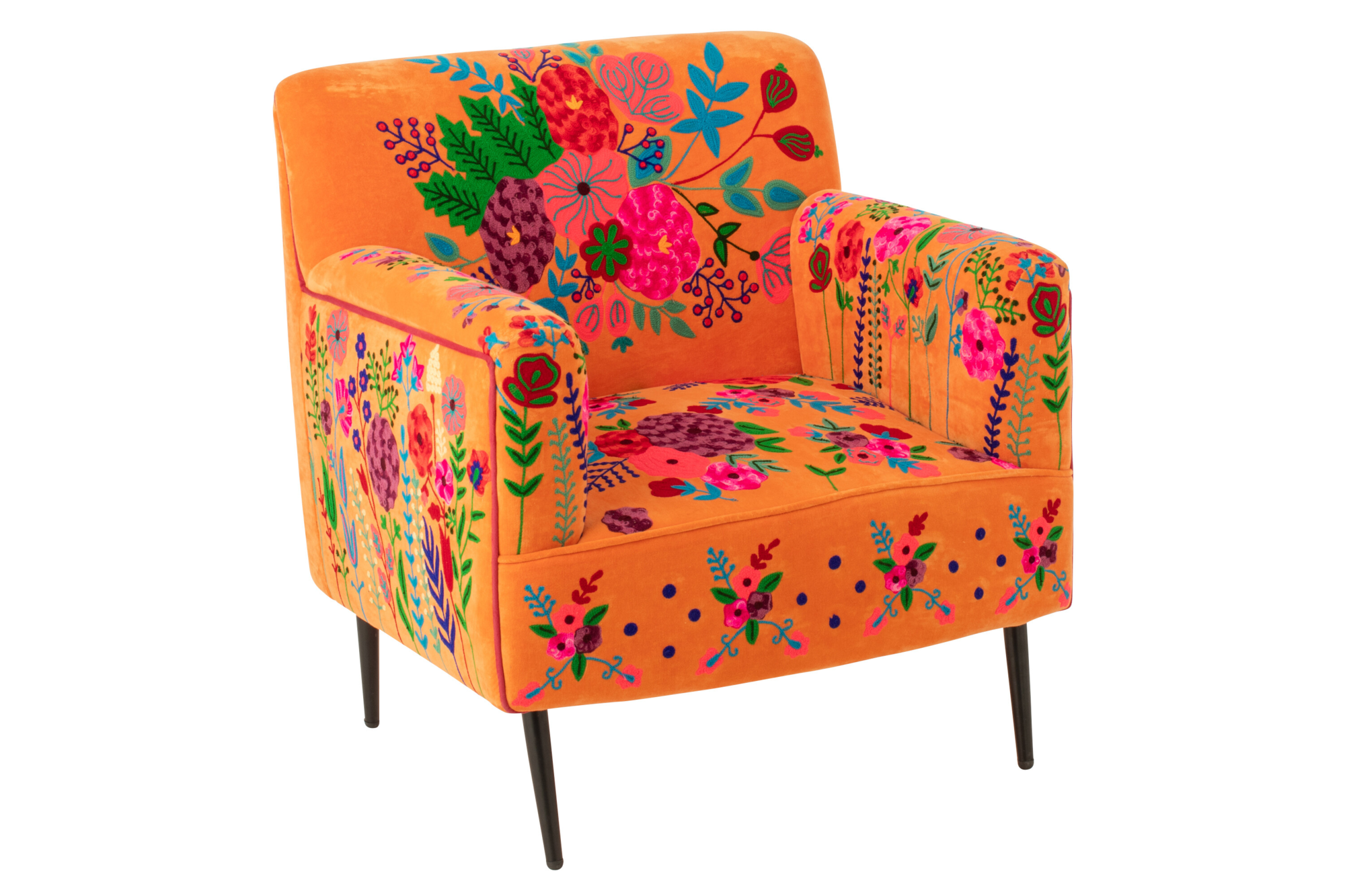 Fauteuil Bloemen Mangohout Oranje