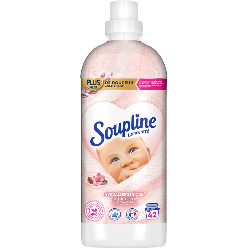 Assouplissant Soupline concentré Hypoallergénique - 42 lavages - Bidon de 880 ml