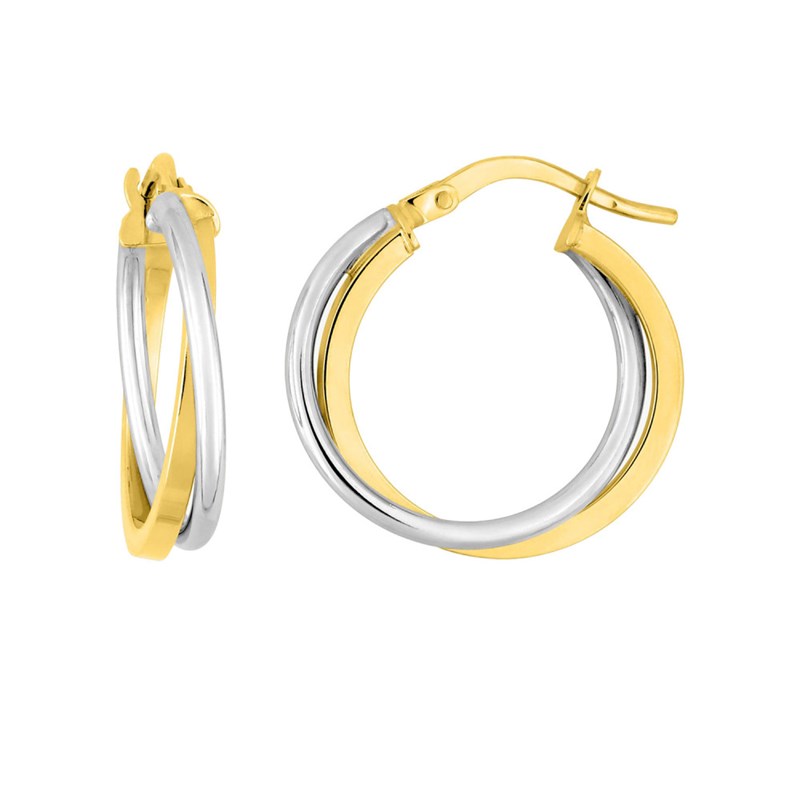 Créoles bicolores Femme - Or 18 Carats