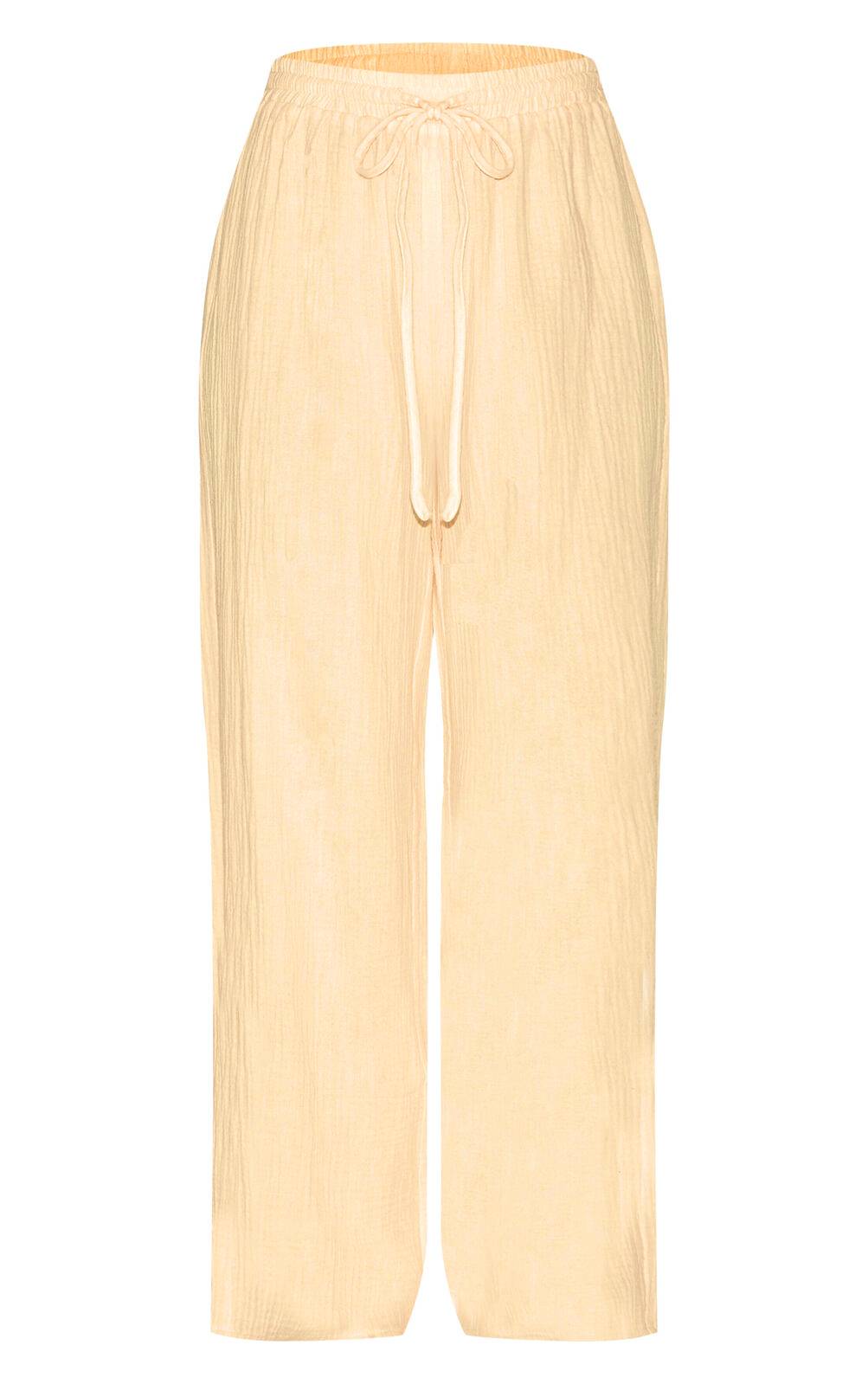 Citron Pantalon Large En Gaze Texturée