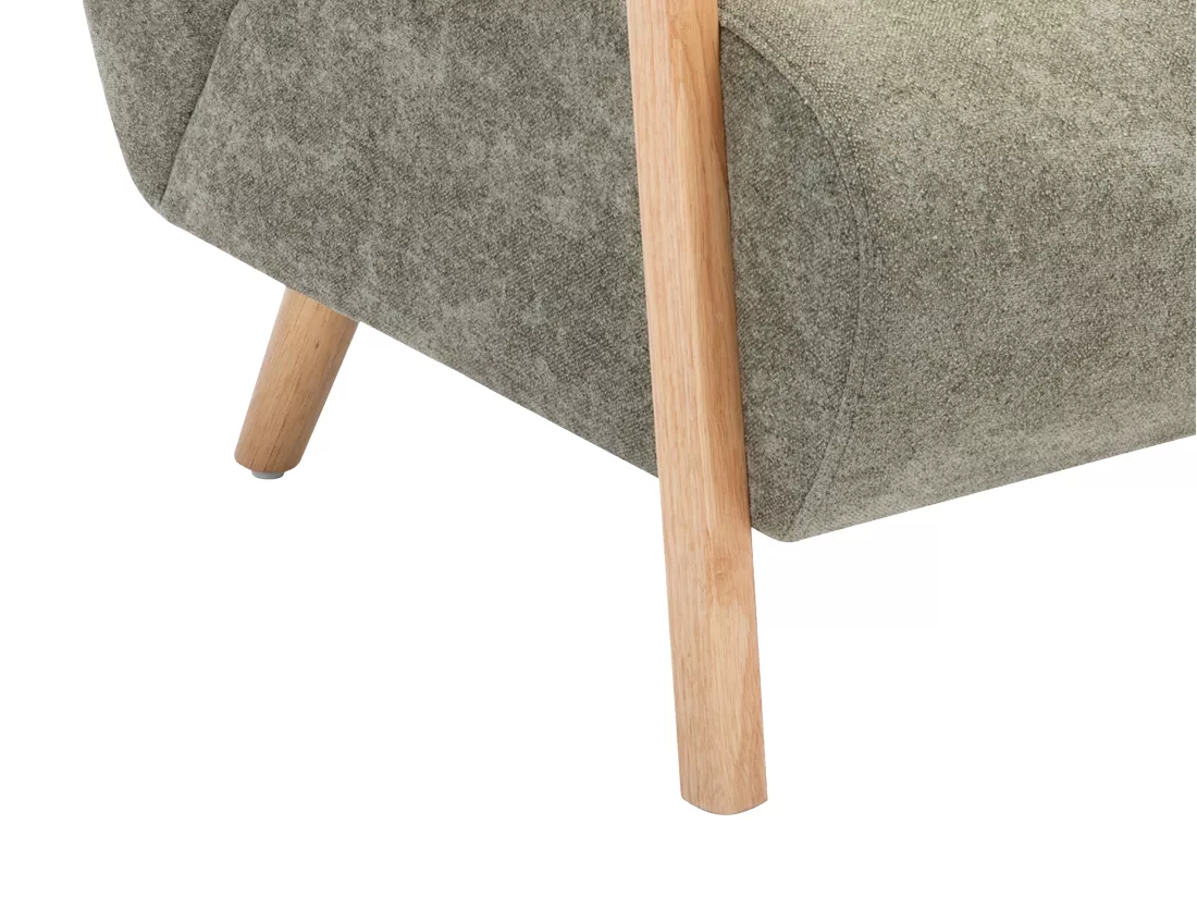 Fauteuil en tissu vert et bois JULOMO