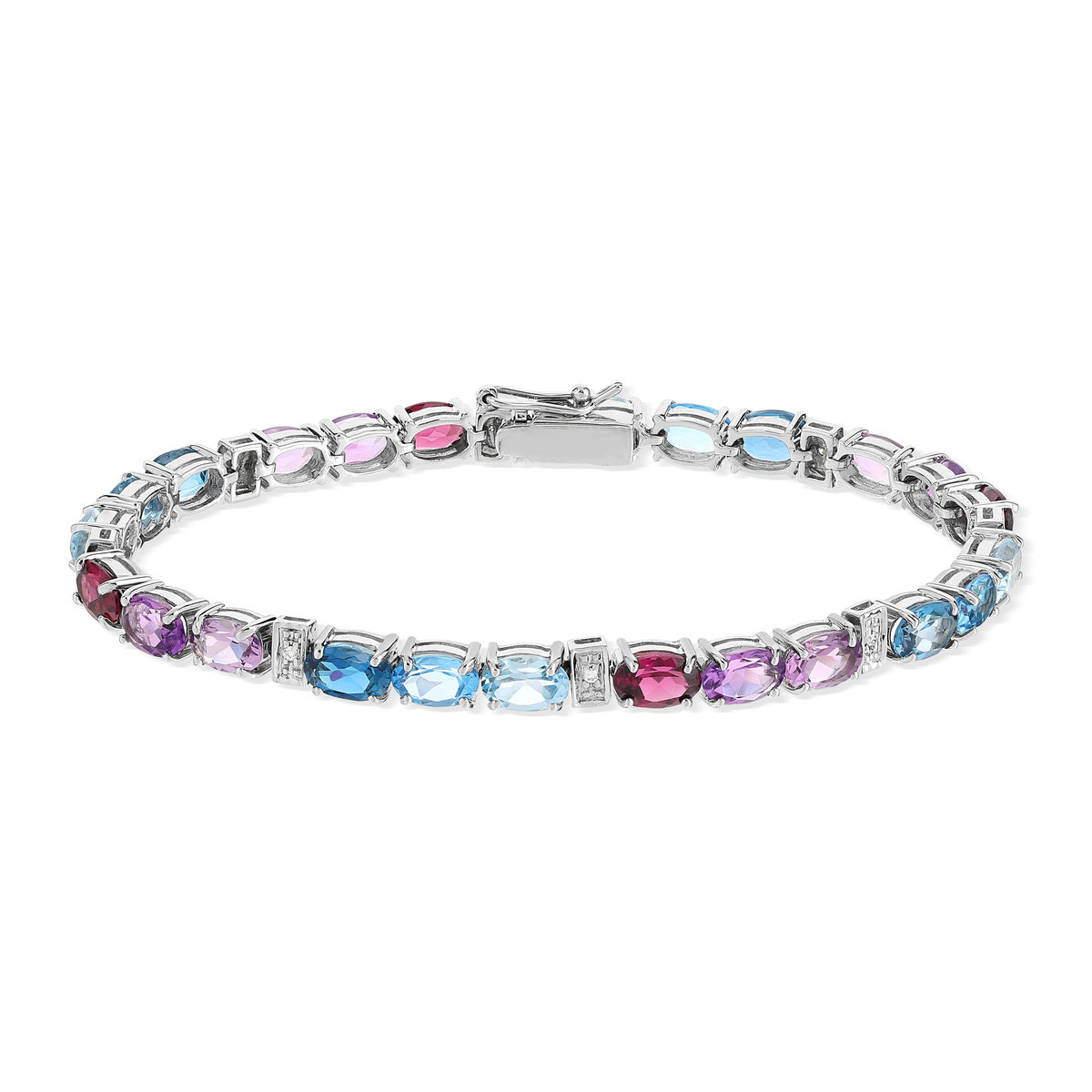 Bracelet or 750 blanc pierres fines et diamants 18 cm