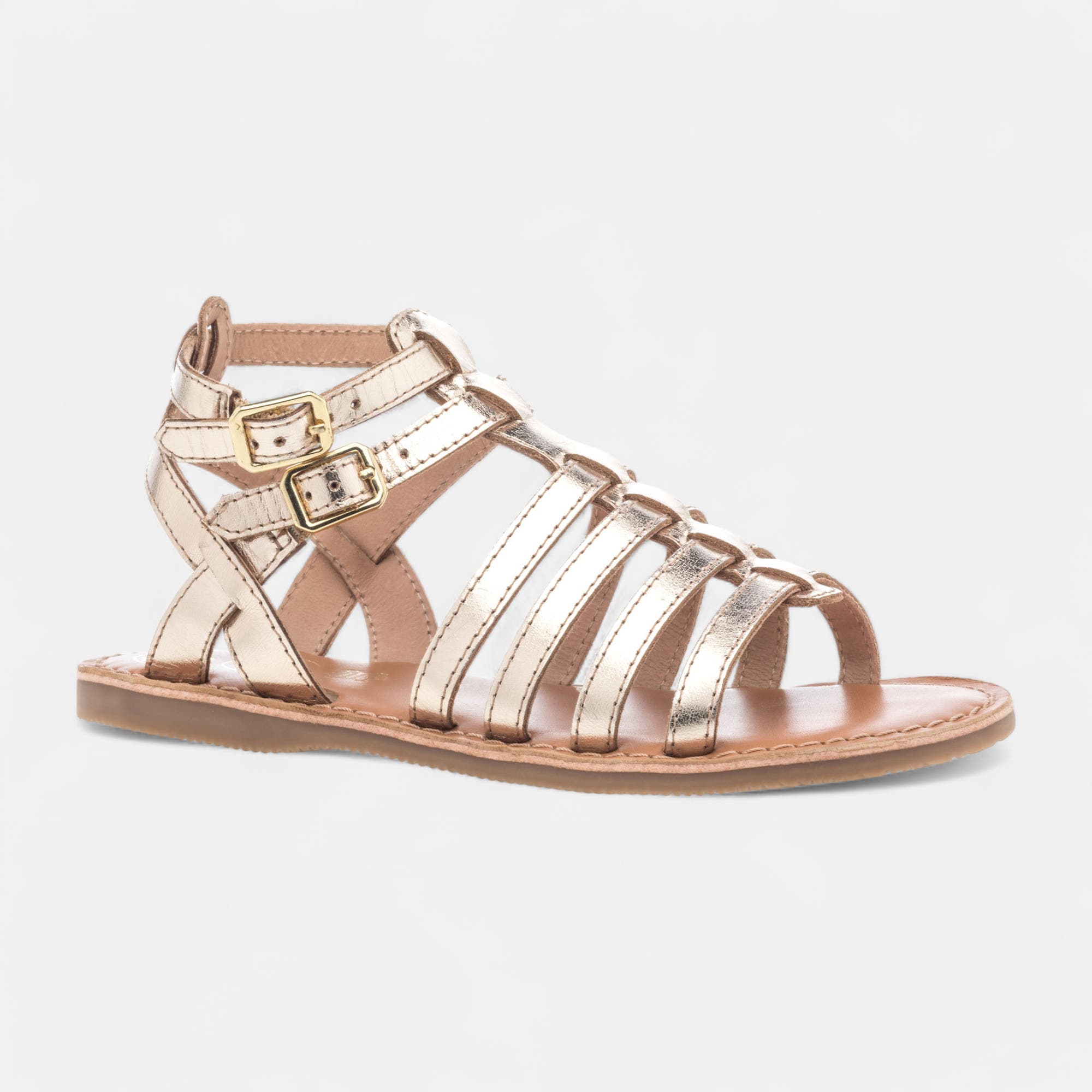 Nu-pieds Fille en cuir or