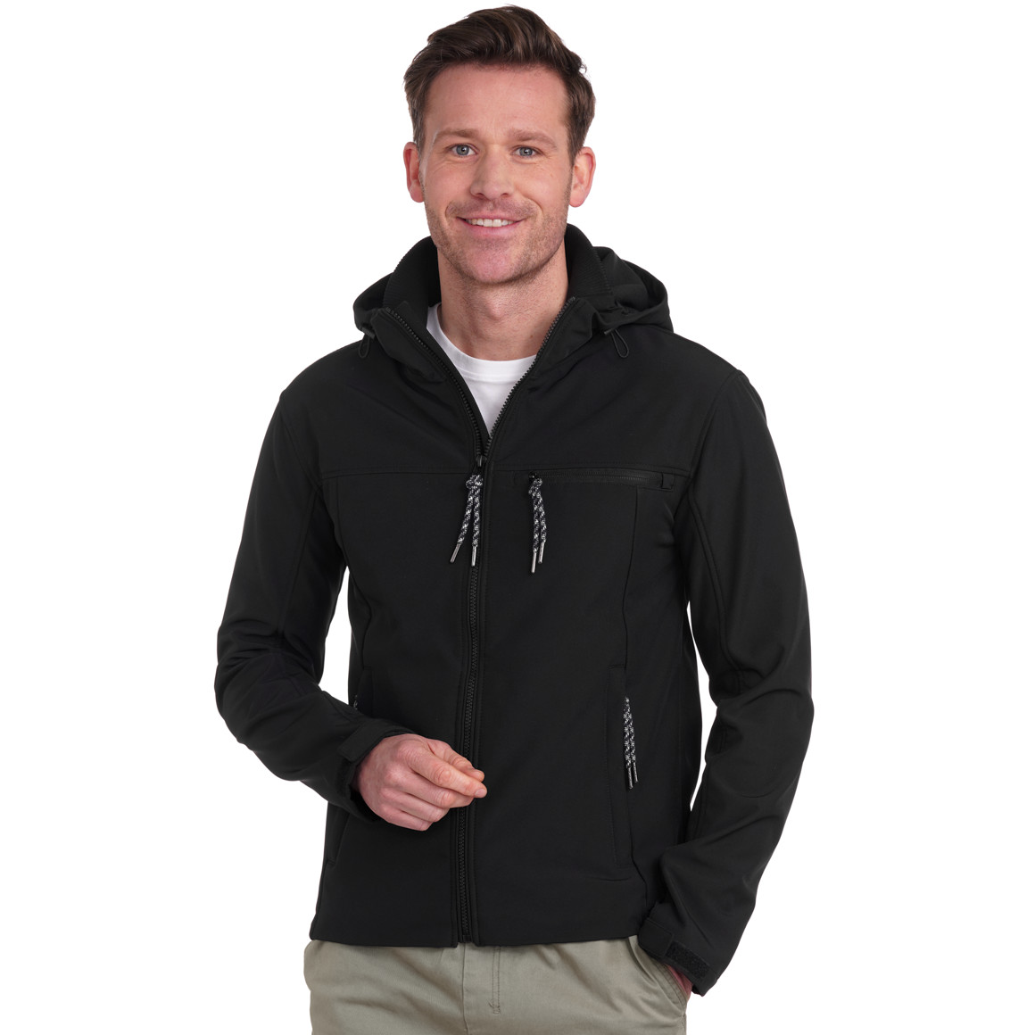 VanVaan Denim Herren Softshell-Jacke mit Kapuze schwarz