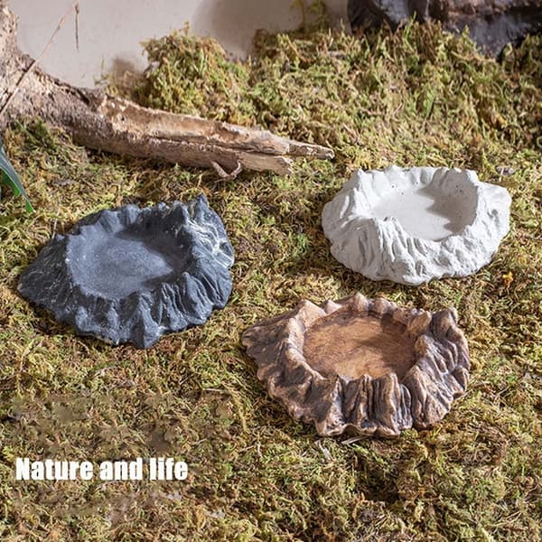 INF Klatredyr Matbolle Klatredyr Matboks Stubbe Skål - Naturlig Design for Reptiler og Amfibier Sort