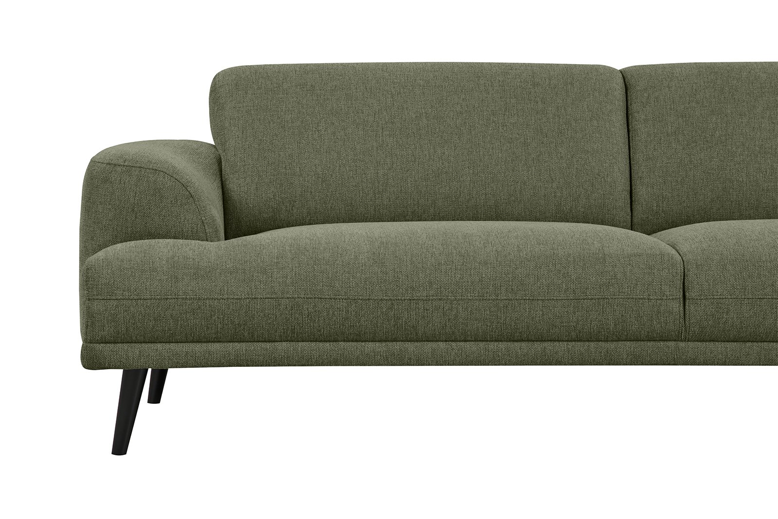 Nest 3-seter sofa I tekstil Brego 77 grønn med mørk brune heltre ben.