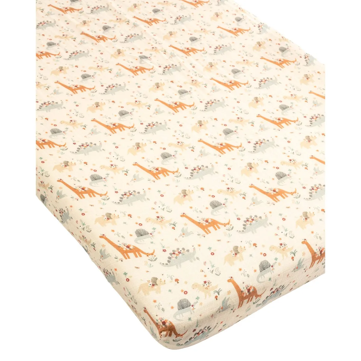 Loulou Lollipop Drap Contour pour Lit de Bébé - Mousseline Bambou Baby Dinomite