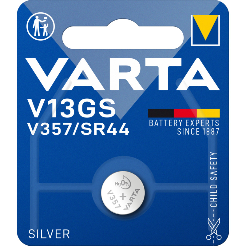 Varta Knopfbatterie, V13GS/SR44, 1 Stück