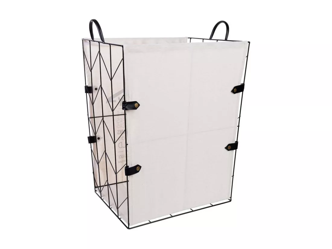 Panier à linge en métal et tissu 45x36x56/63