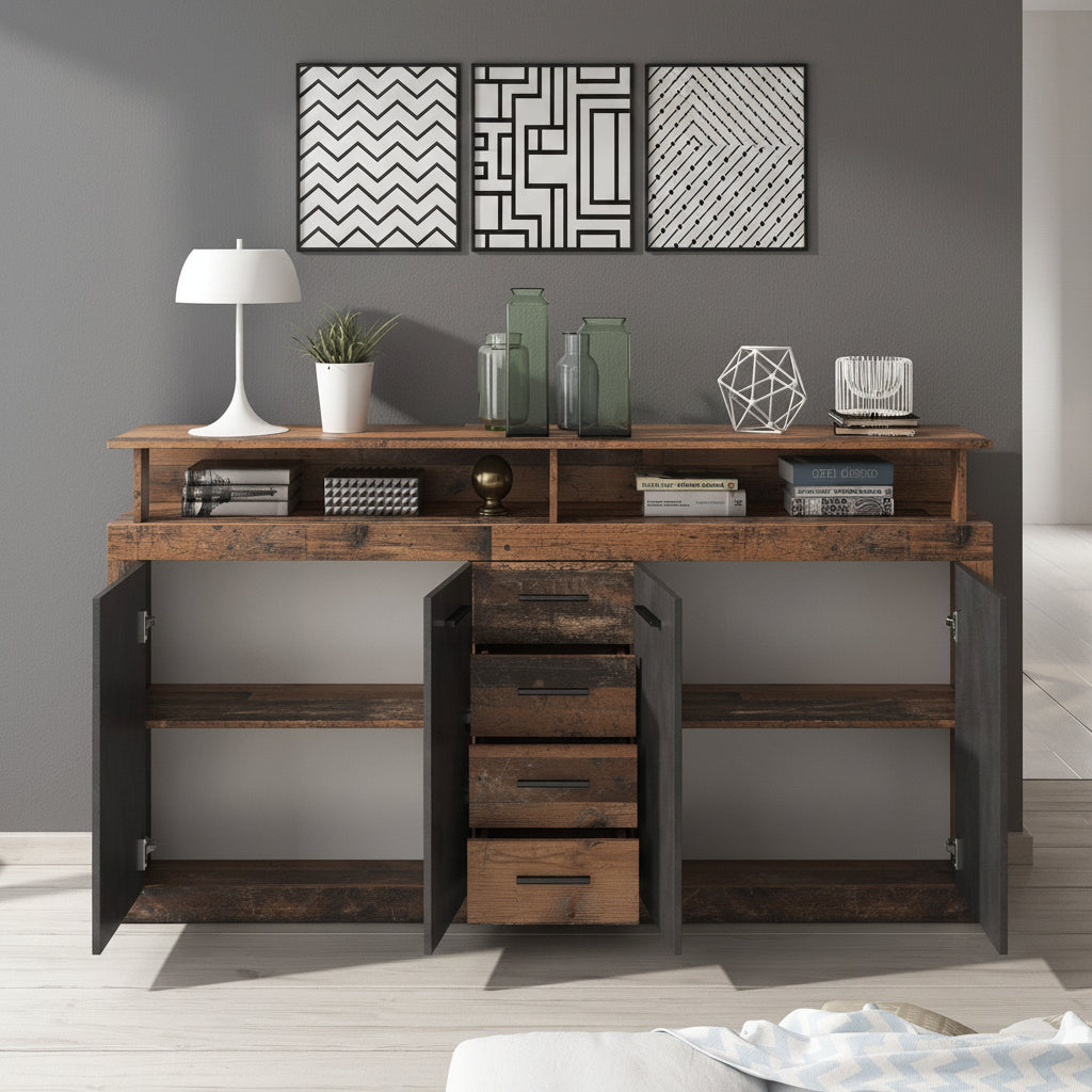 Lavina - Dressoir - Old wood/antraciet - 190x32x96 cm