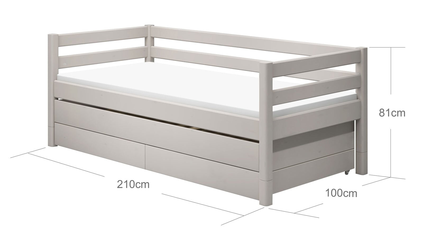 FLEXA Einzelbett CLASSIC grau lasiert
