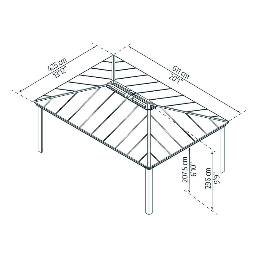 PAVILJONG CANOPIA DALLAS HARDTOP 4,2X6M GRÅ