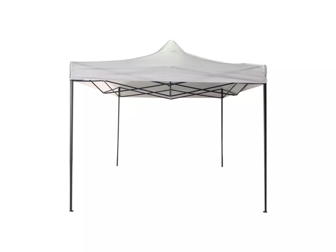 Gazebo Pliant Blanc Métal Polyester Terrasse Jardin 3x3