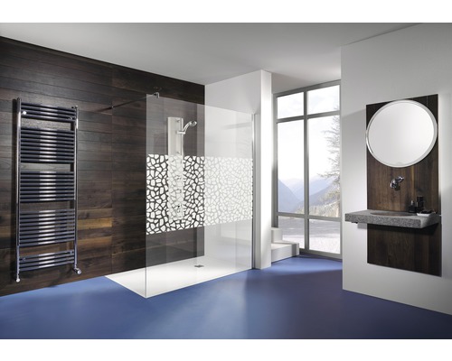 Inloopdouchecabine Breuer Entra 120 cm, decor terrazzo wit, chroom profiel