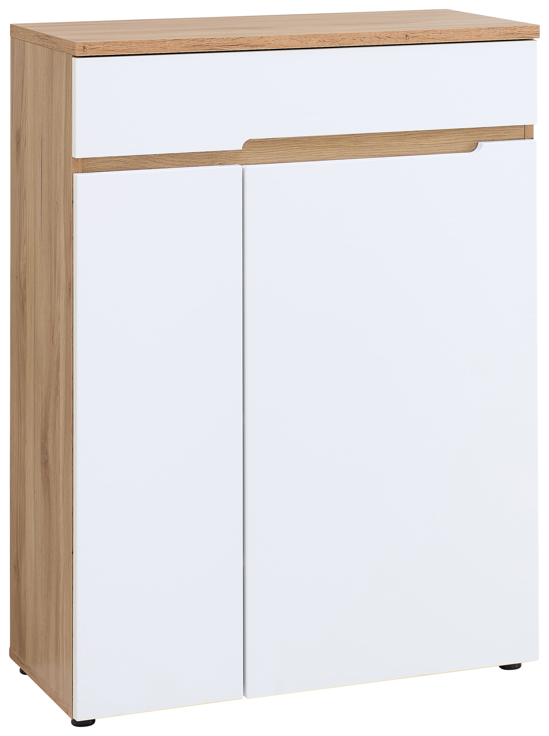 vito Kommode CLYDE 80 x 107 cm Weiß Supermatt/Mauvella-Oak-Dekor