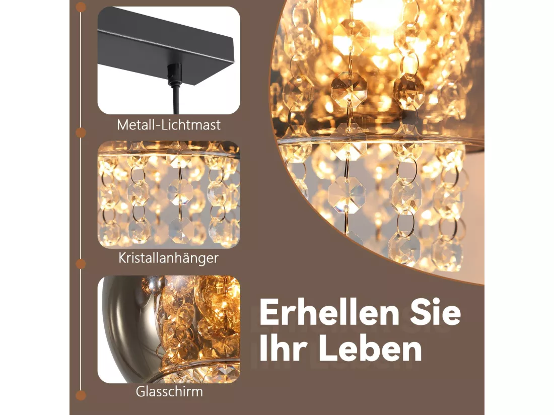 Lampe Suspendue Pour Table à Manger En Cristal Noir E27 Lampe Suspendue Moderne Pour Salon