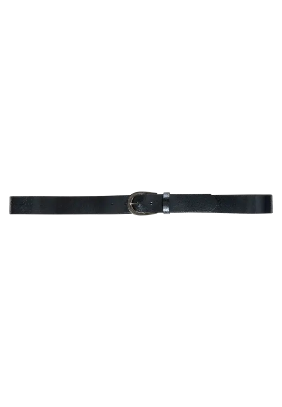 Crushed Foil Leather Belt - atlantic blue