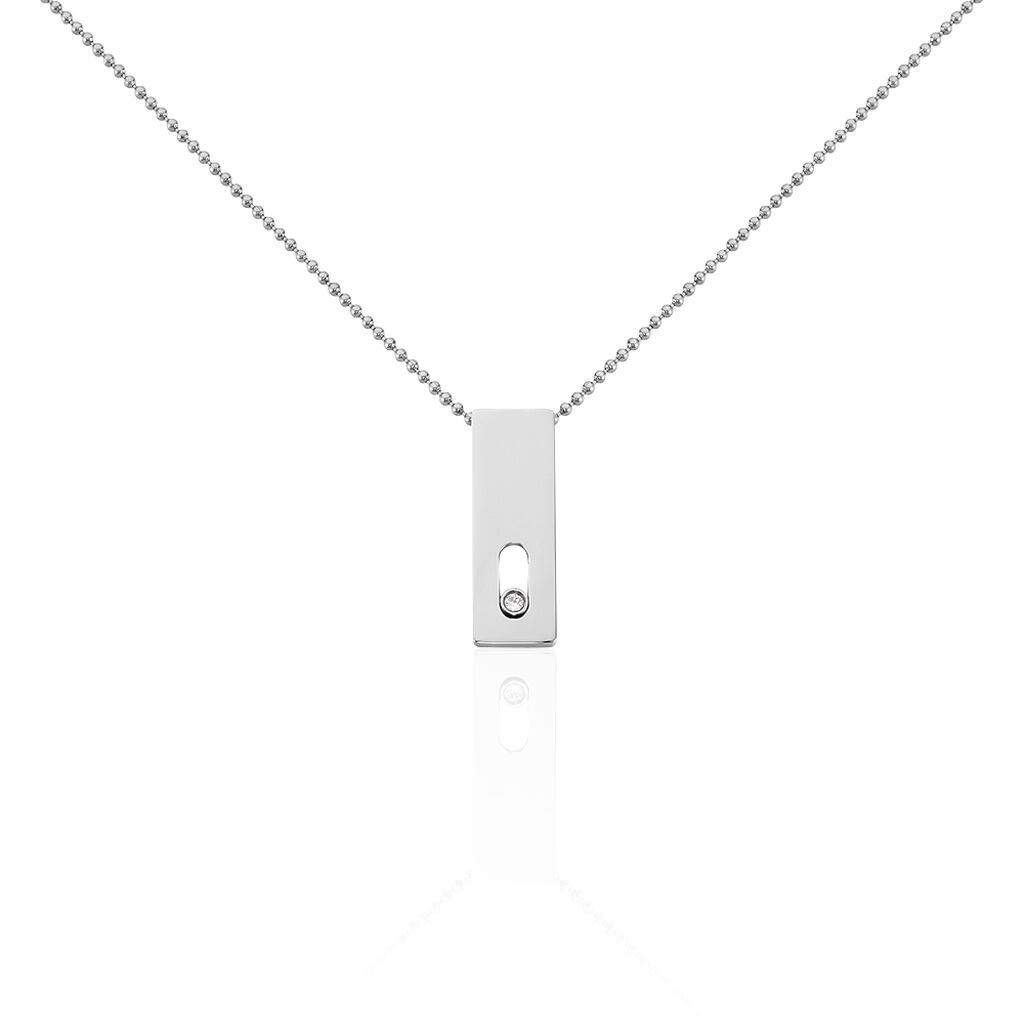 Collier Zeto Acier Blanc Strass