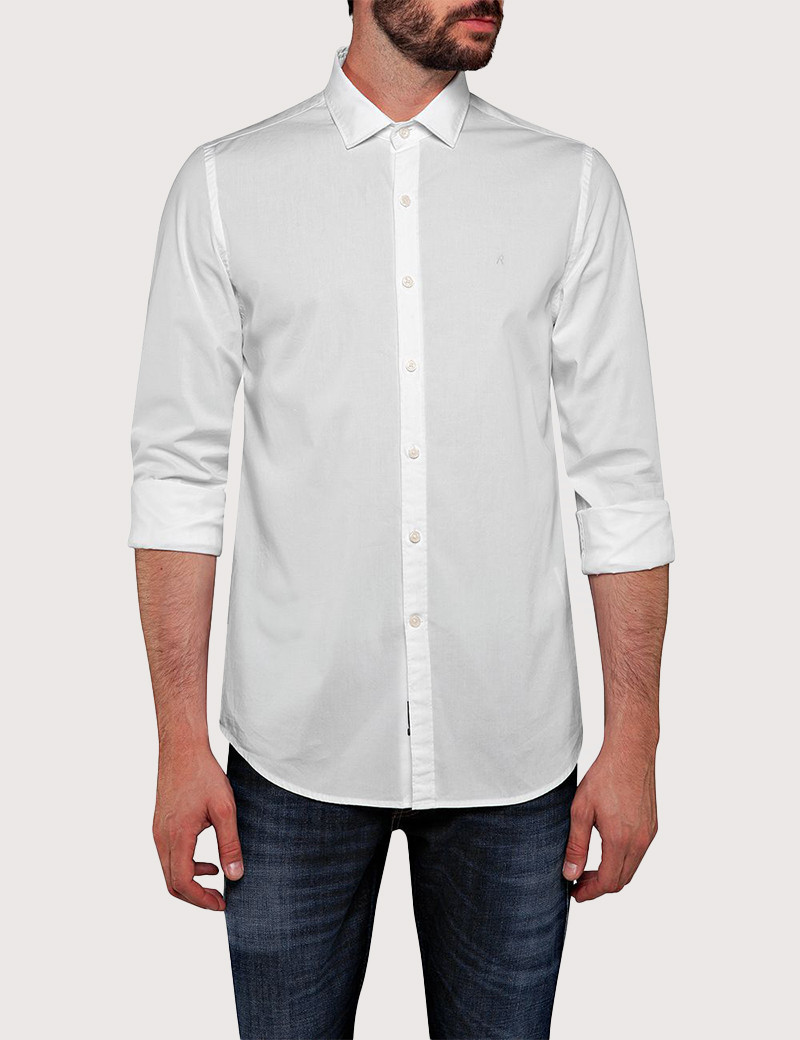 REPLAY CHEMISE SLIM MANCHES LONGUES HOMME BLANCHE