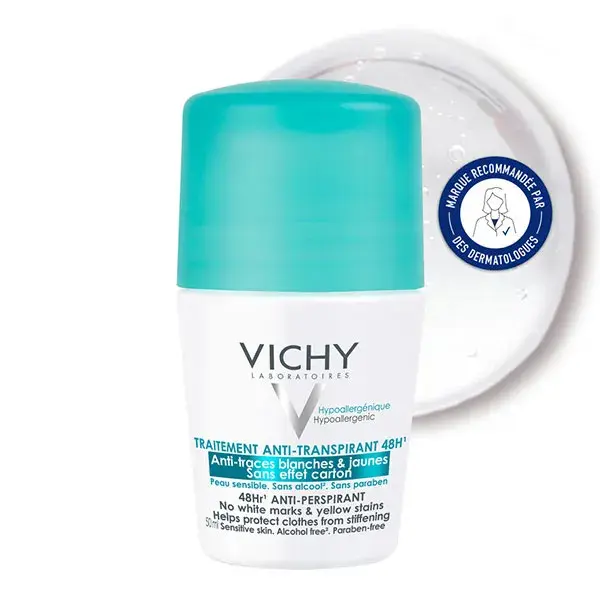 Desodorante Roll-On Vichy 48h Anti-Manchas Brancas e Amarelas 50ml