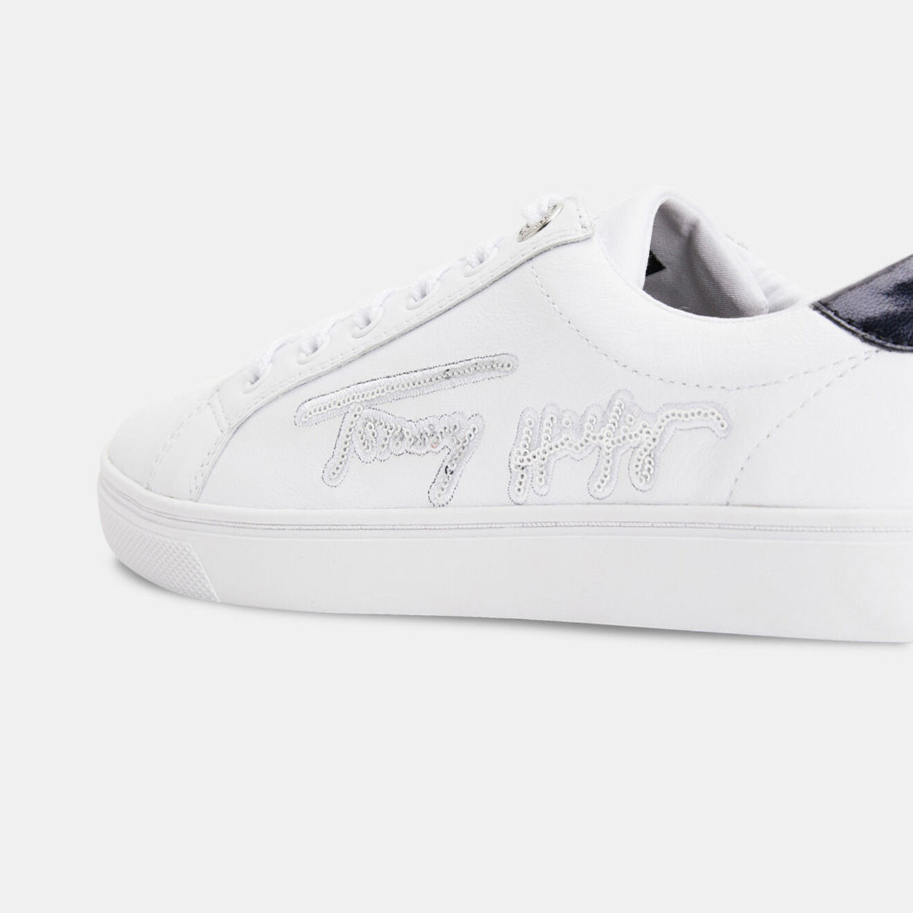 Tommy Hilfiger Baskets en Cuir Signature Sequins blanches