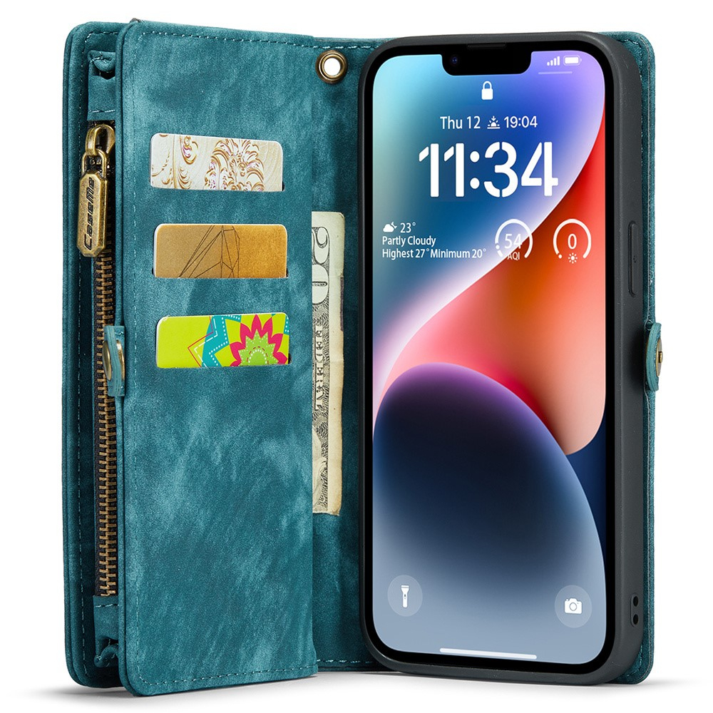iPhone 15 Pro Max 2in1 Leder Tasche   Magnet Hardcase Karten Etui - Blau