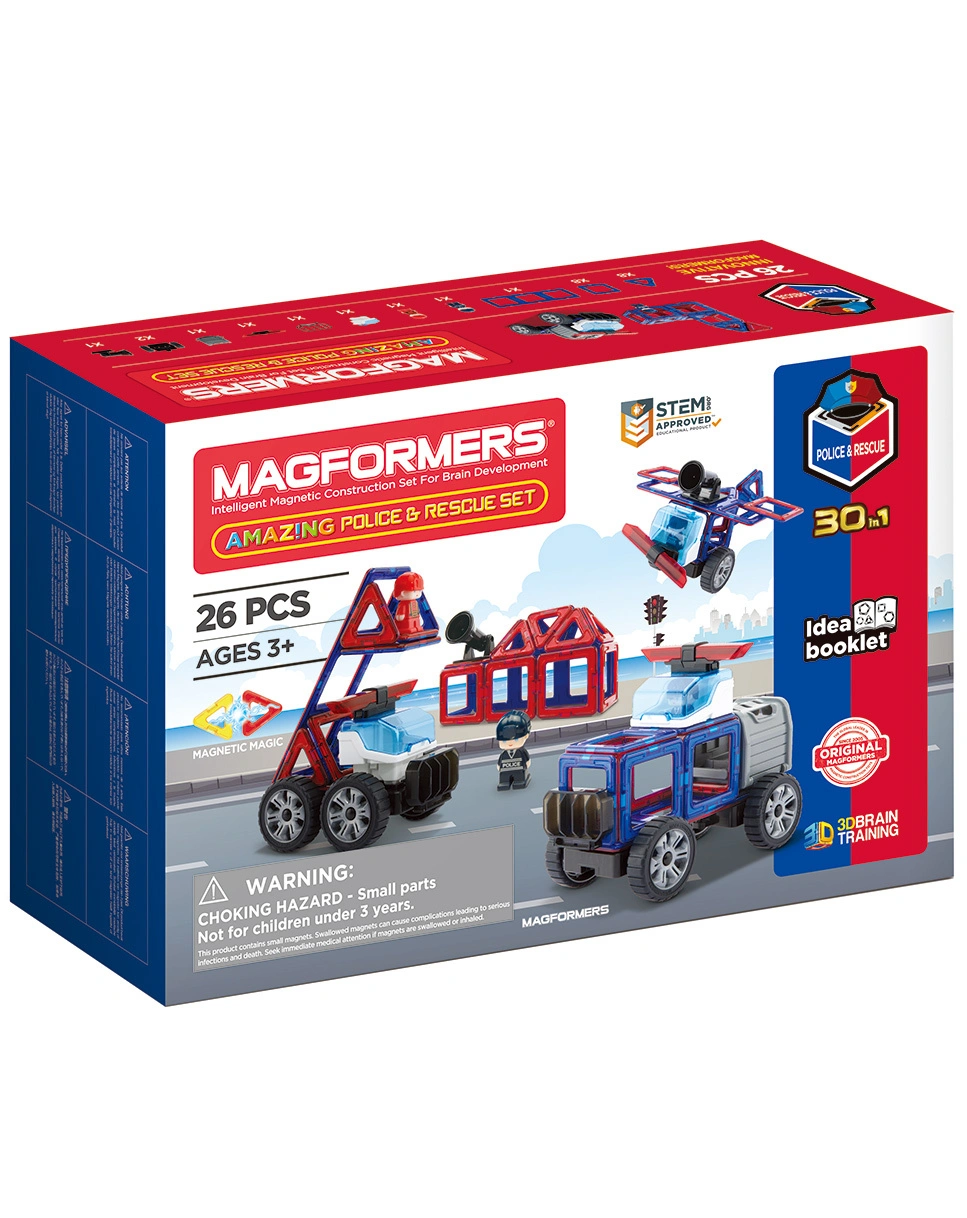 Magnet-Bausatz MAGFORMERS 278-58 AMAZING POLICE & RESCUE SET 26-teilig