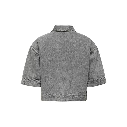ONLY Olivia Cropped Skjorte, Grey Denim, XL