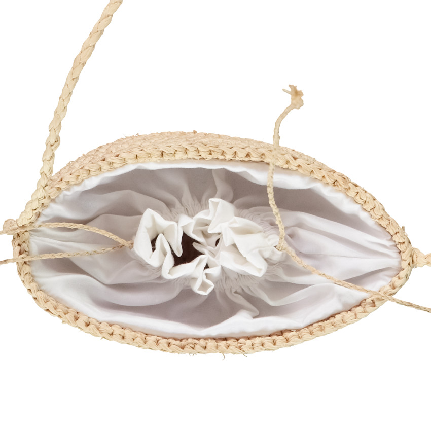 Sac bandoulière en raphia tressé avec fermeture pour fille
