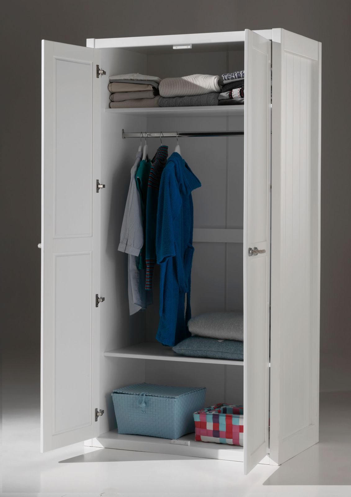 Kleiderschrank LEWIS - weiß lackiert - 100 cm