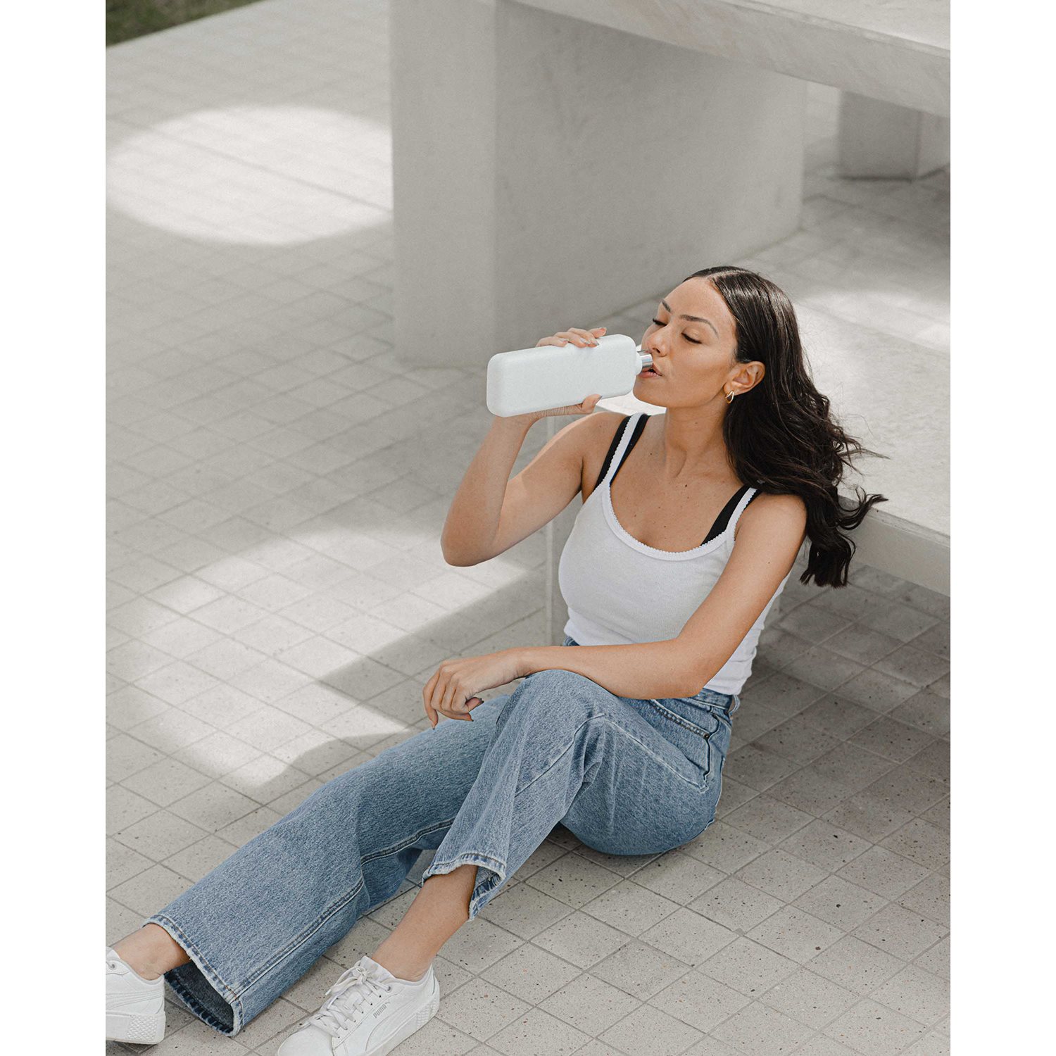 Memobottle Slim Bottle Stainless Steel 600ml white