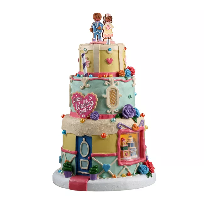 Village de Noël Lemax lumineux à piles Gâteau de mariage de Wendy