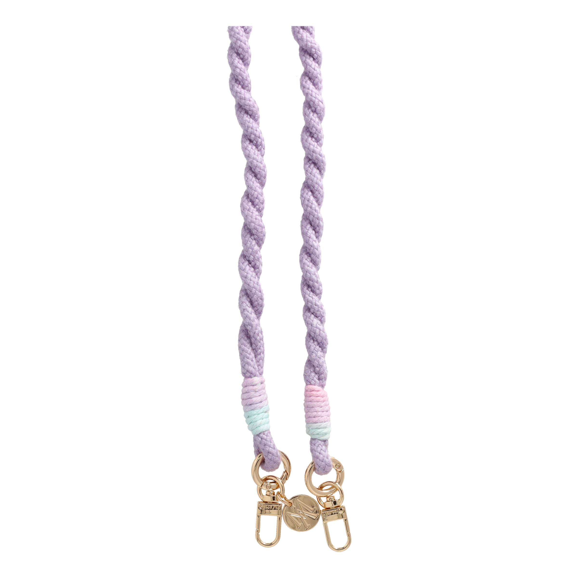 Handgemachte Handykordel Gedrehtes Umhängeband für Handyhüllen Gold - Lilac (Rainbow)