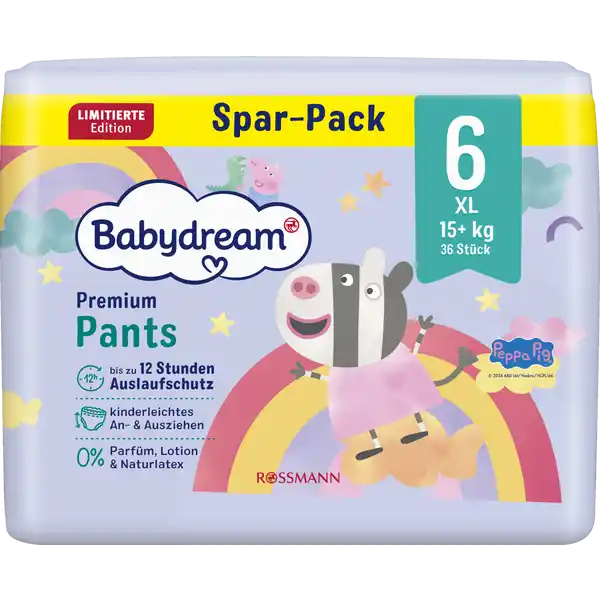 Premium Pants Gr. 6 XL, 15 kg+, 36 Stück Vorratspack Peppa Wutz Edition