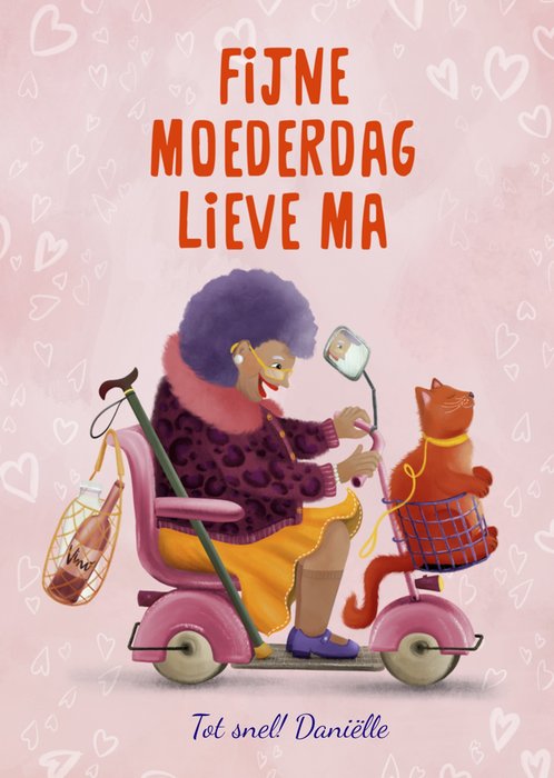 Fishuals | Moederdagkaart |  oude dame op scooter